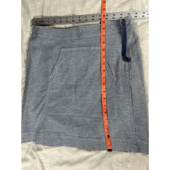 Chemins Blancs Sz 12 heavy chambray womens skirt side zip detail Stockholm Style - Picture 4 of 6